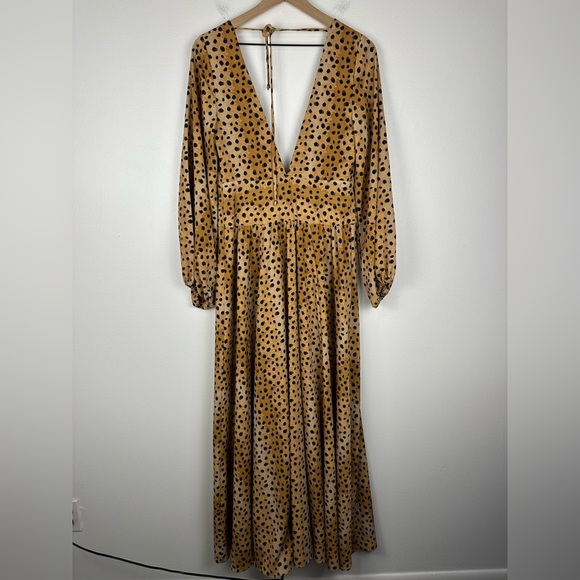 Free People Jayde Leopard Print Boho Maxi Dress Sz 4 - Picture 7 of 9